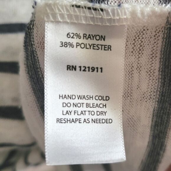 LNA Iles Navy Stripe Distressed Crewneck Short-sleeve Pullover Top - Picture 13 of 16